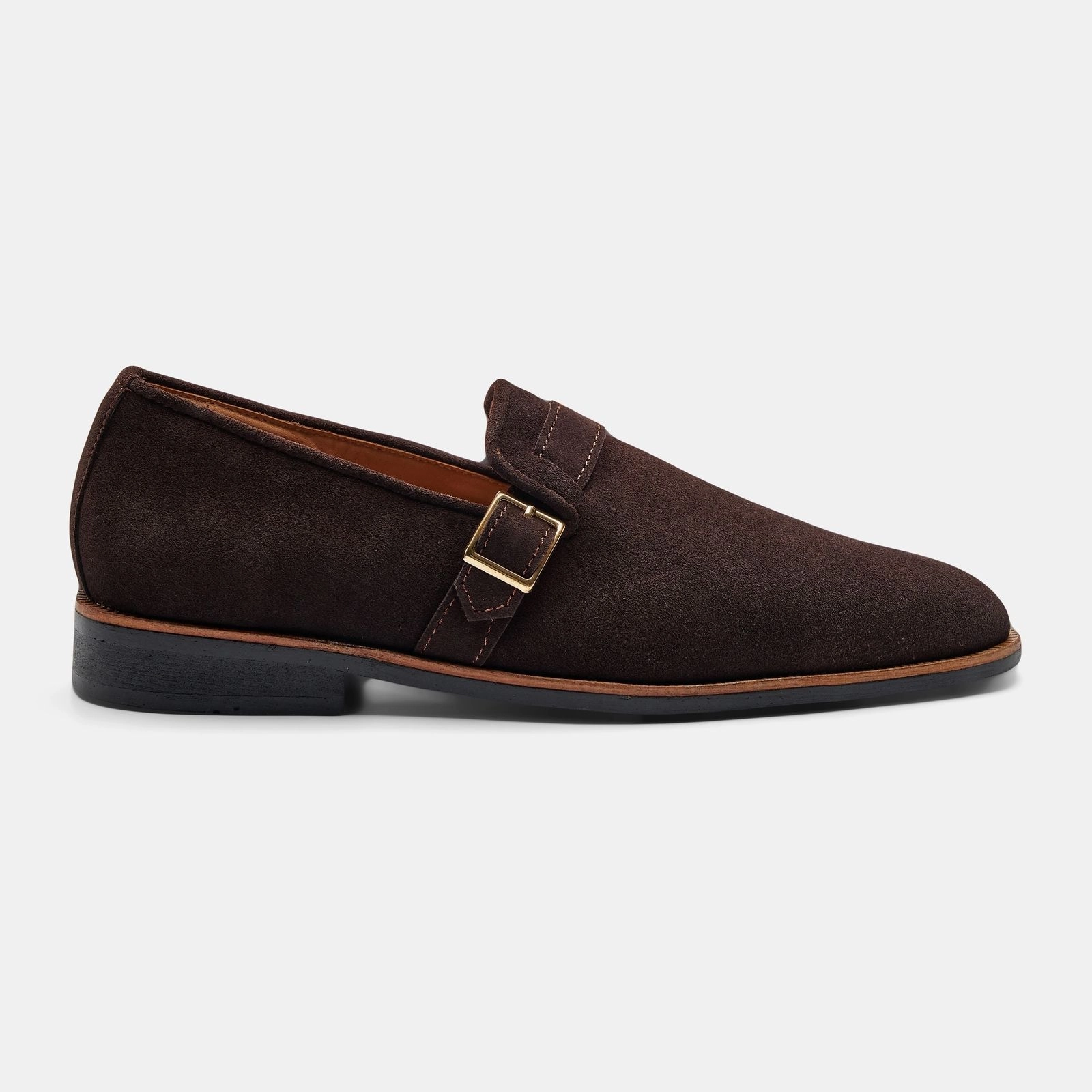 Espresso Suede Monk Strap Loafer