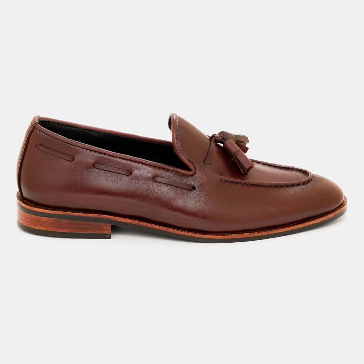 Maroon Interlaced Tassel Loafer