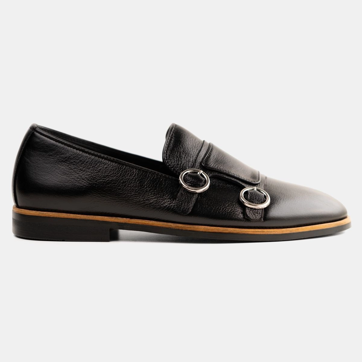 Double Monk Loafer in Black