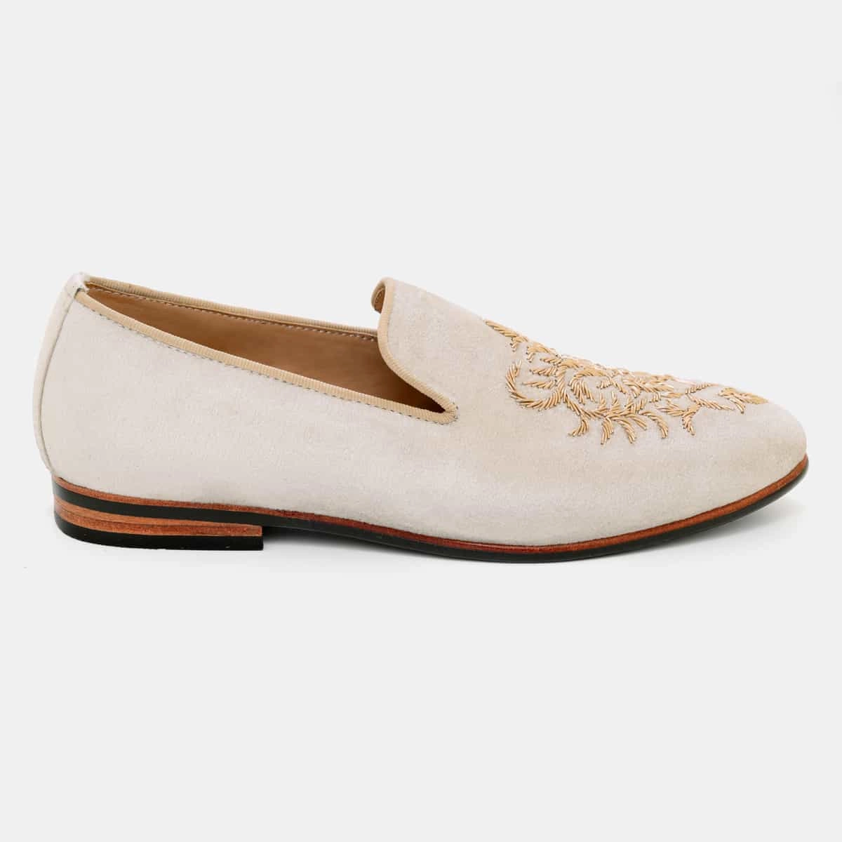 Off-White Damask Zardozi Slip-On