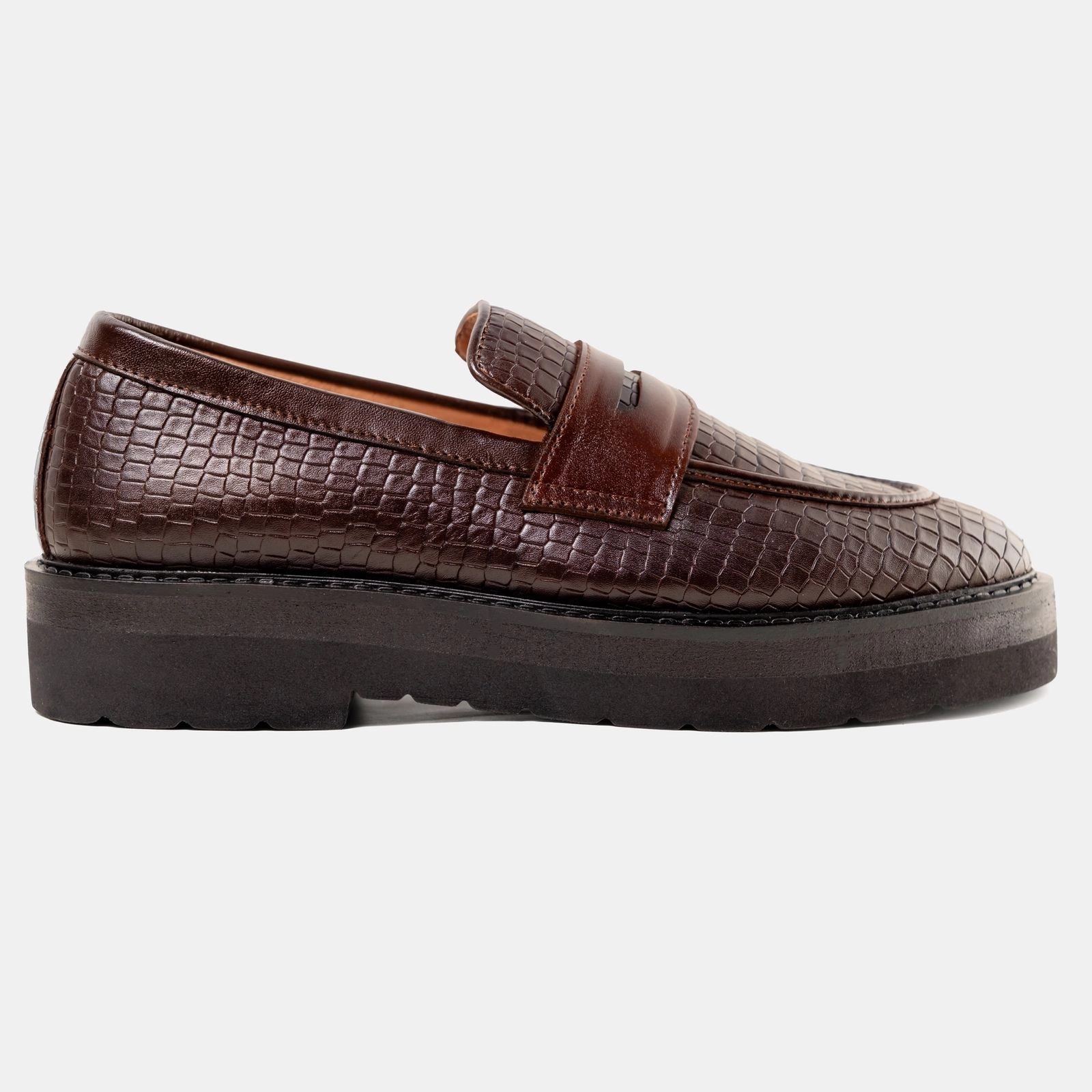 Comfy Fat Height Sole Penny Croco Cocoa (Light-Weight Version)