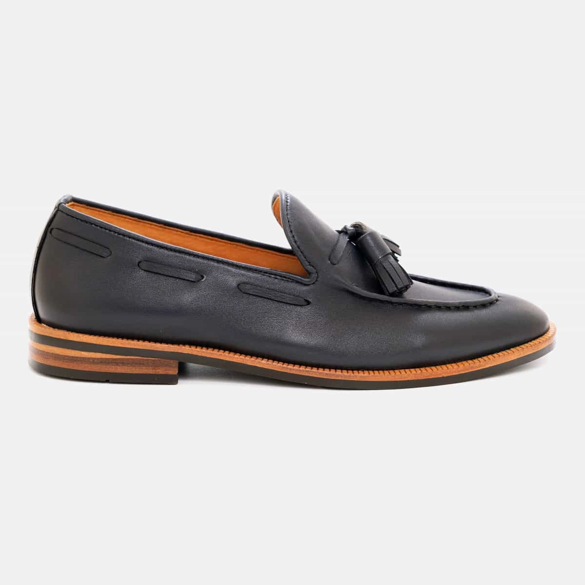 Navy Blue Interlaced Tassel Loafer