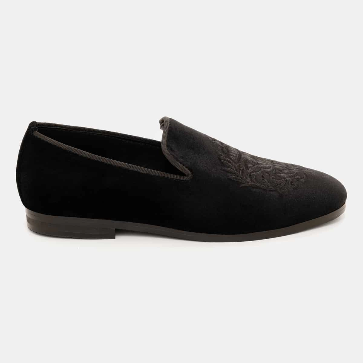 Black Embroidered Slip-On