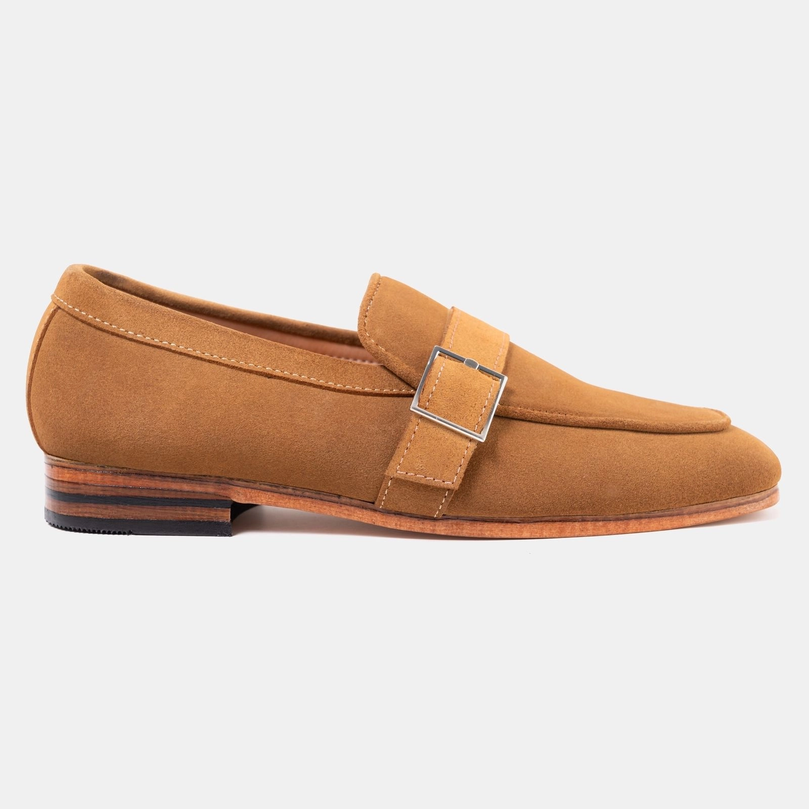 Export Suede Single Buckle Leather Sole Loafer