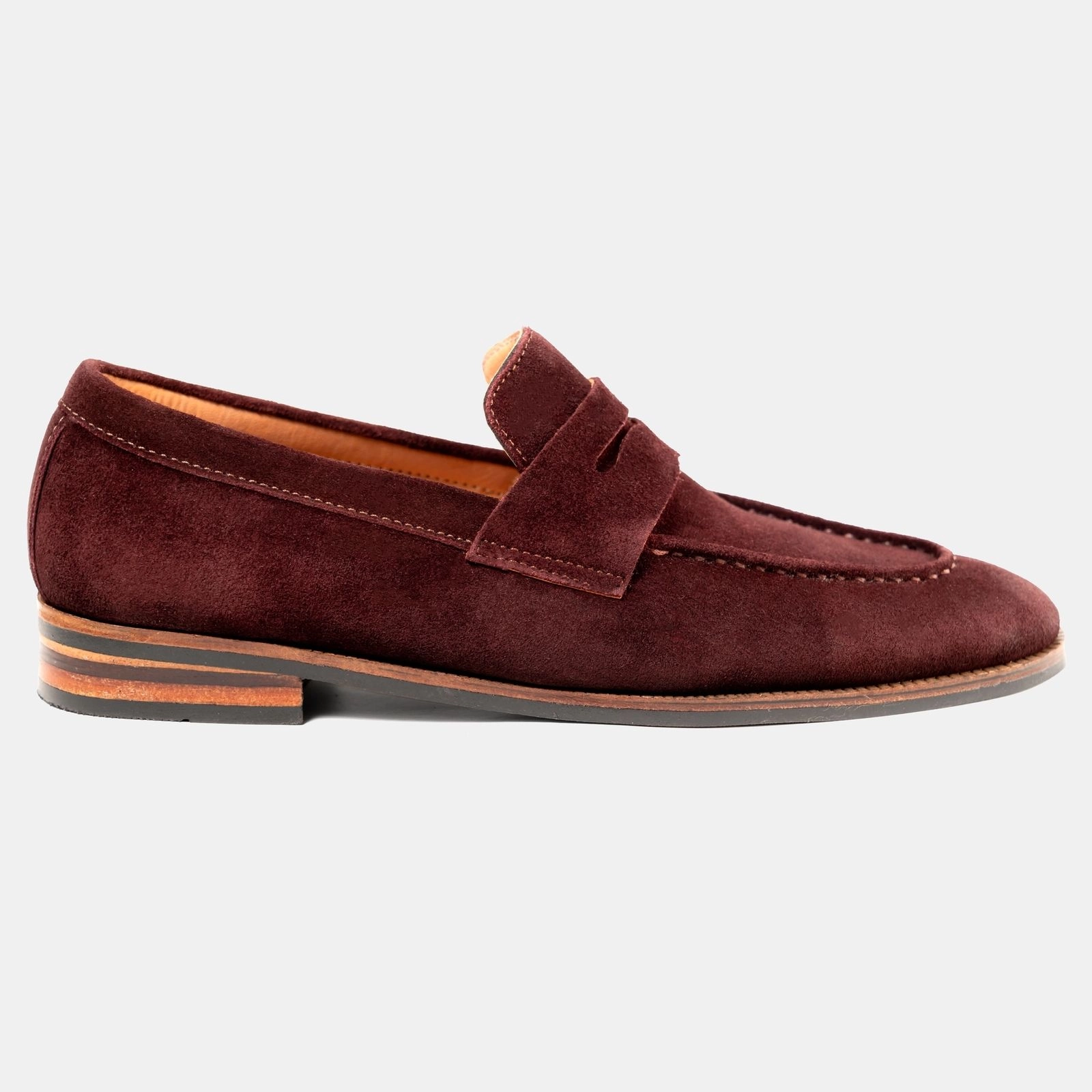 Suede Penny Loafer Maroon