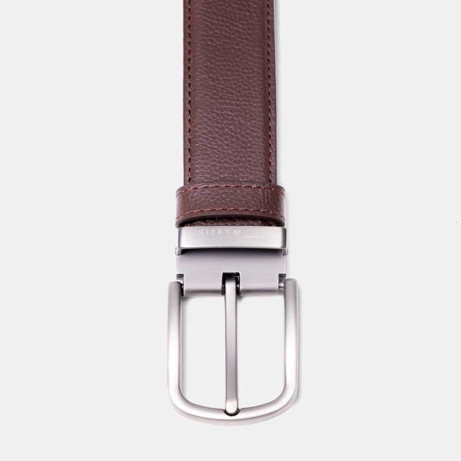 Grain Cocoa Matte Buckle Formal Belt