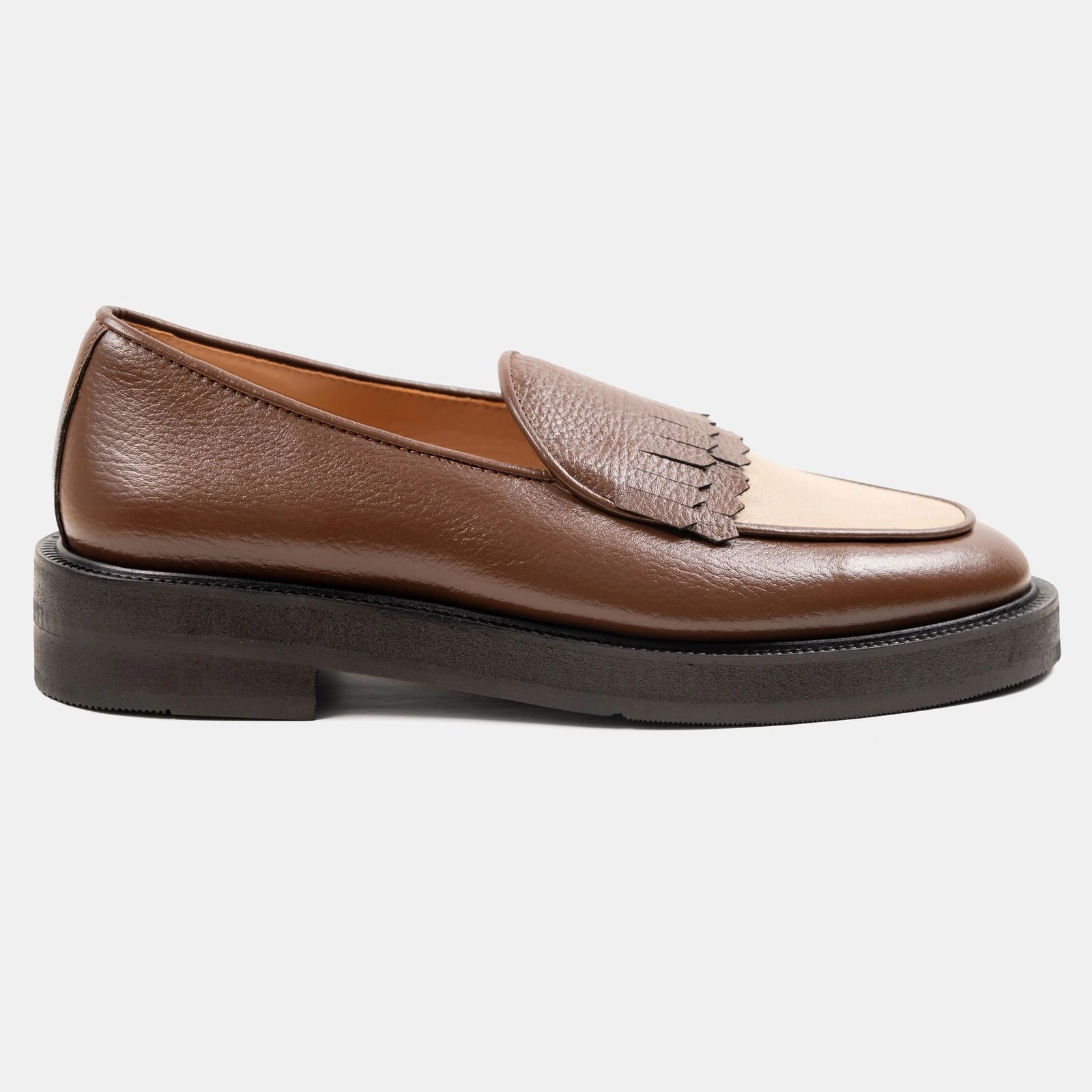 Plain Double Fringe High Sole Loafer