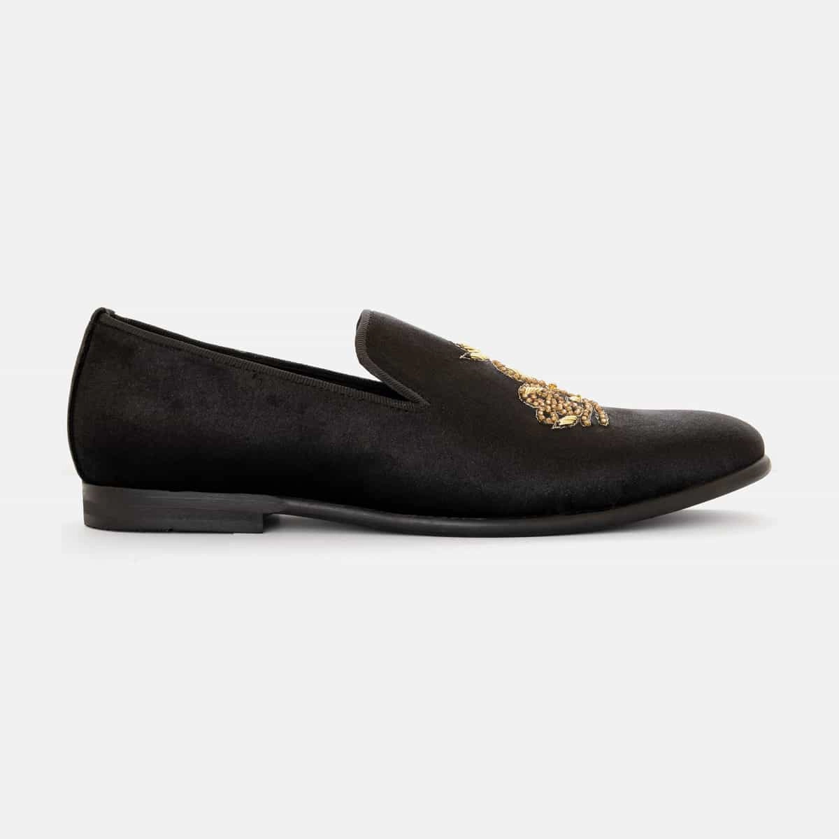 Crowned Zardozi Velvet Slip-On