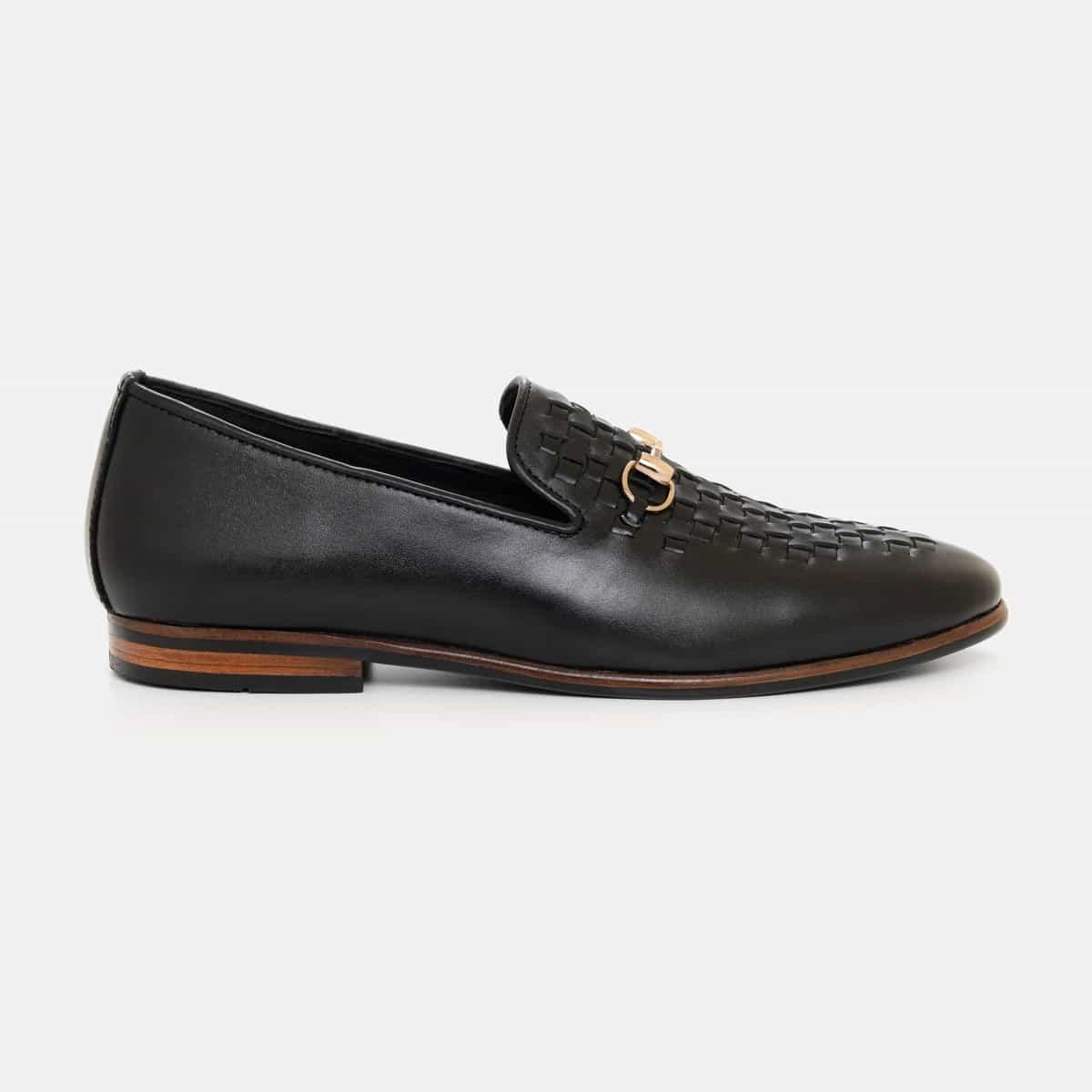 Black Horse-bit Loafer with Braiding