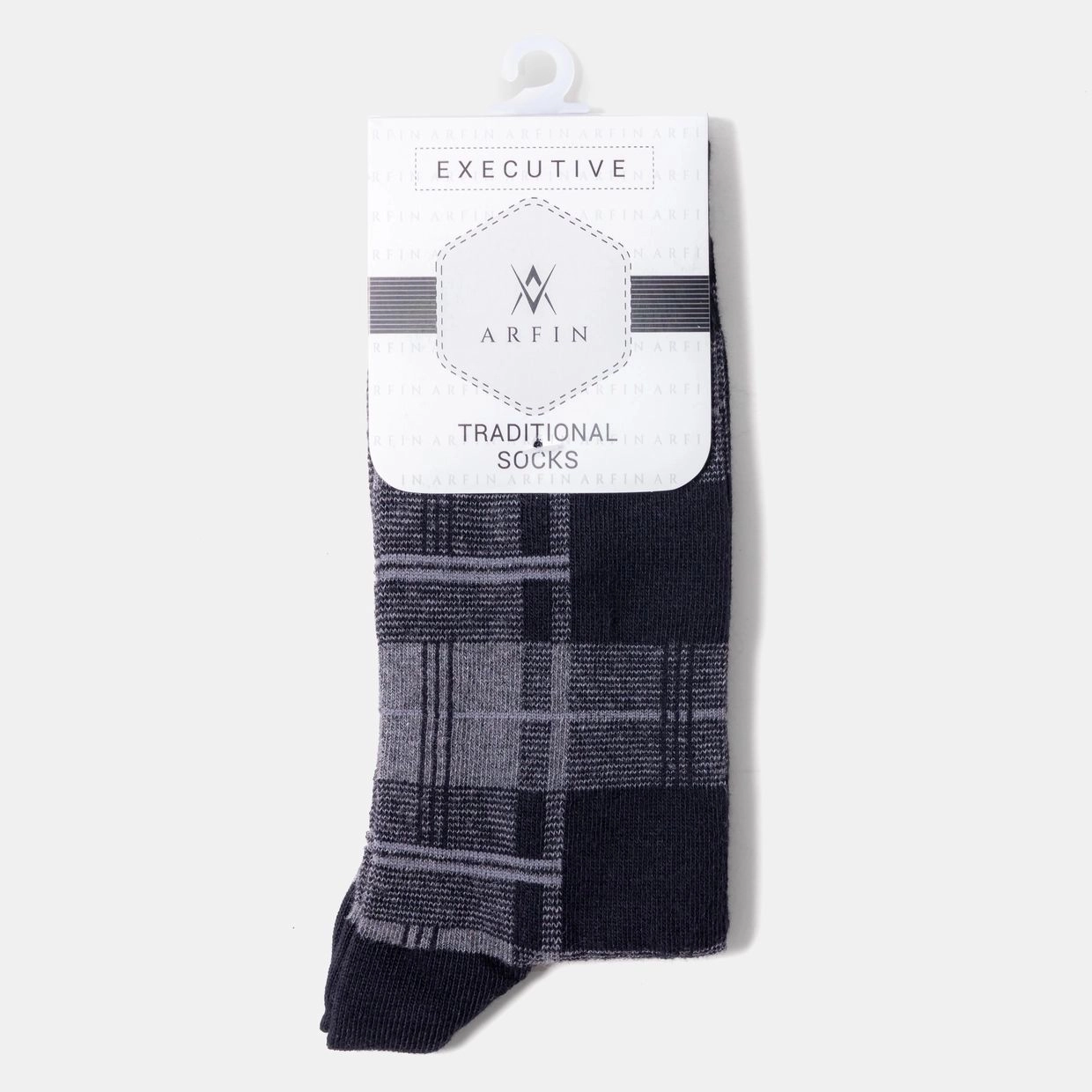 Black, Grey Mixed Check Long Socks