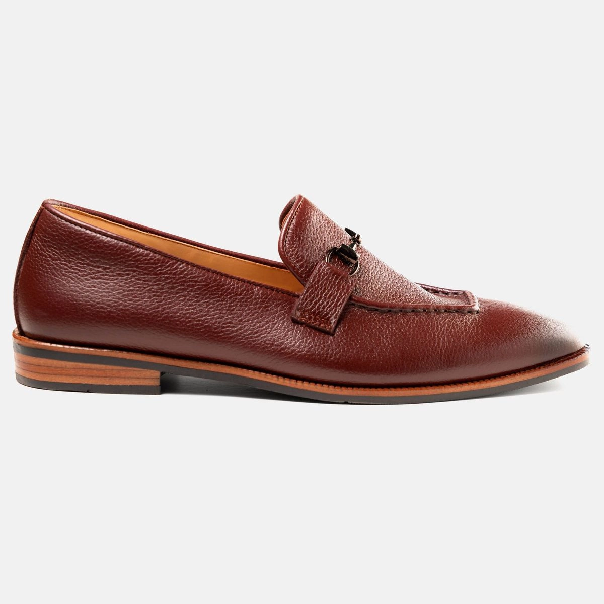 Cocoa Horse-bit Front Stitch Loafer