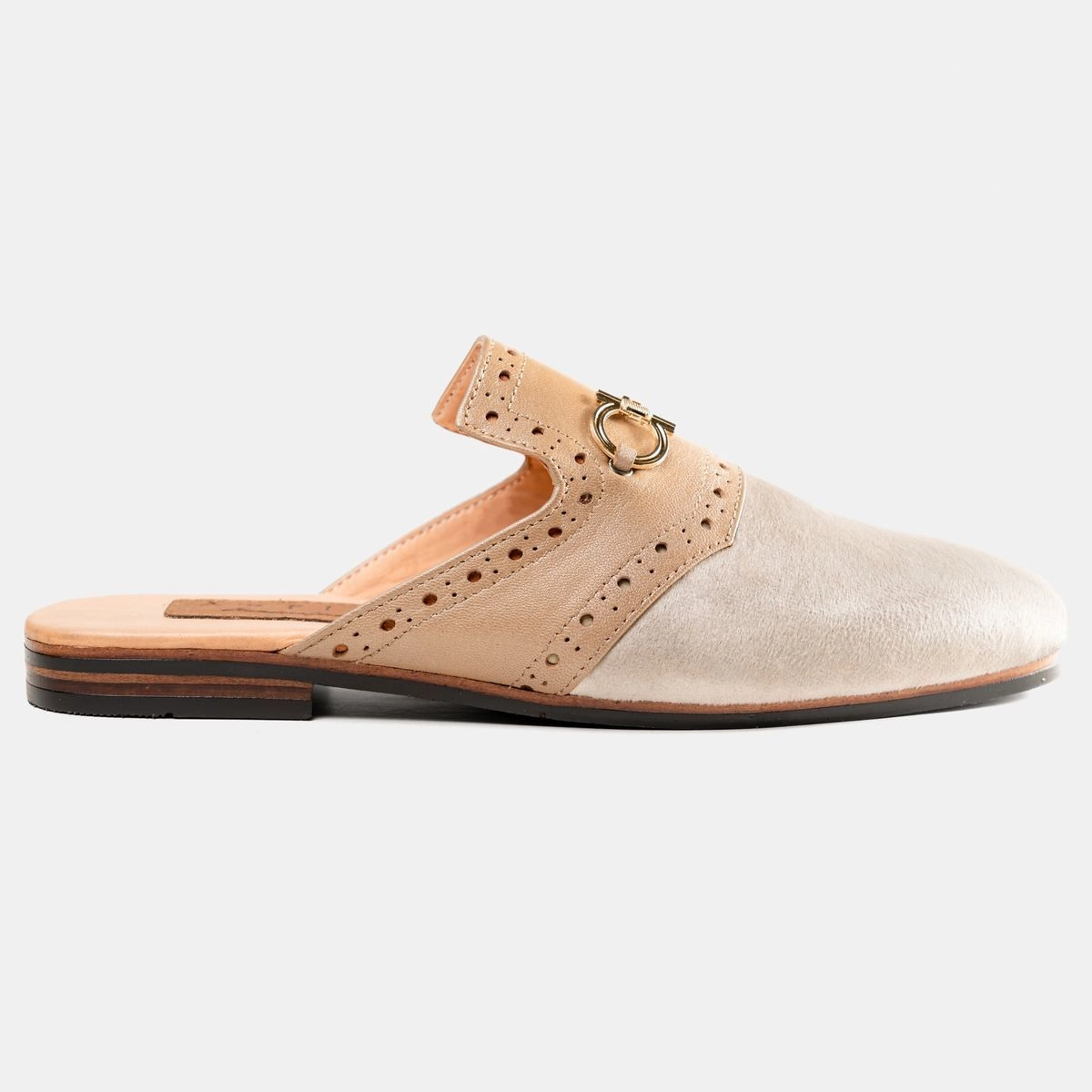Beige Luxe Velvet Half Shoe