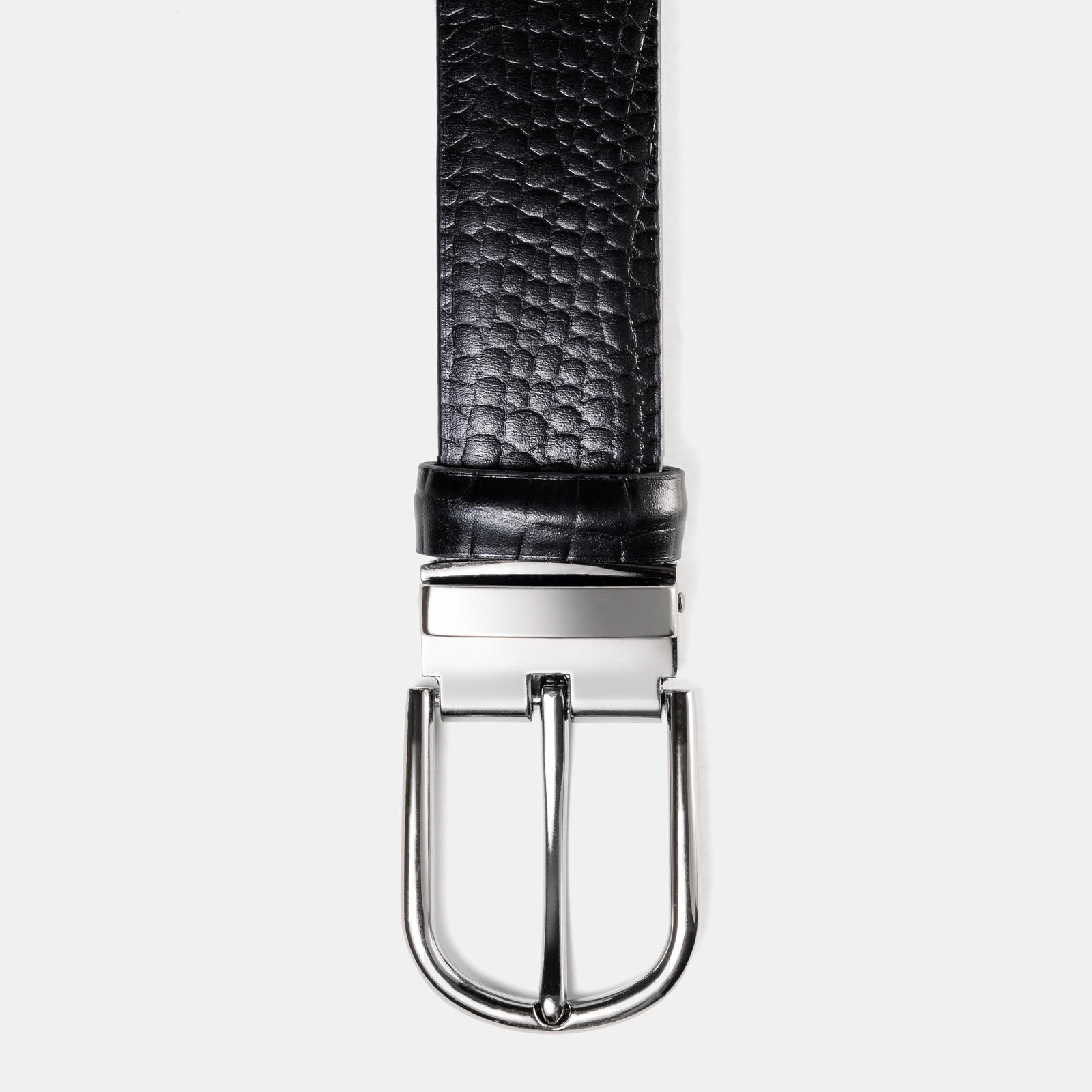 Croc Black Belt Round Buckle