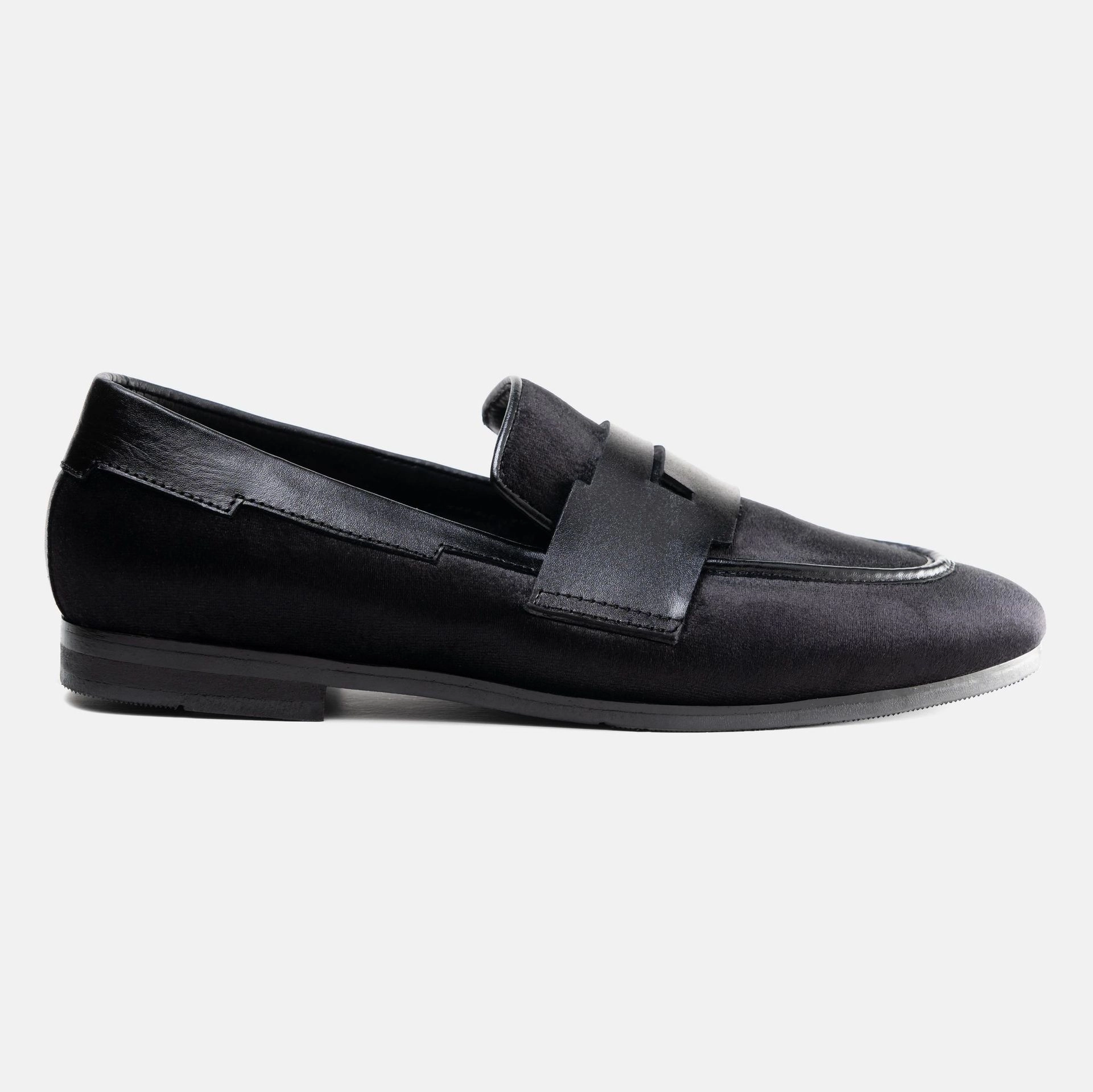 Black Velvet Penny Loafer