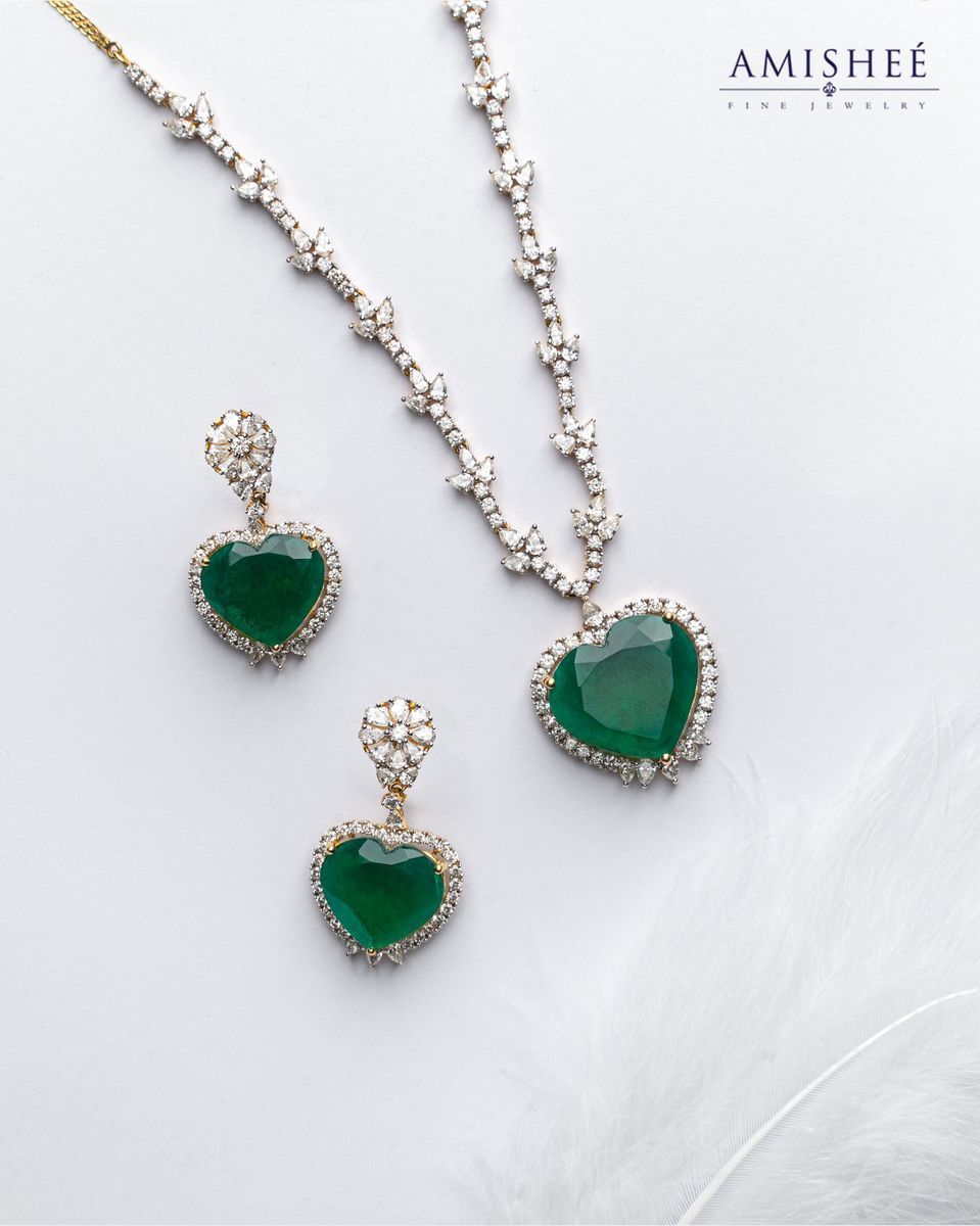 Image of Necklace and Earrings with Precious Stones