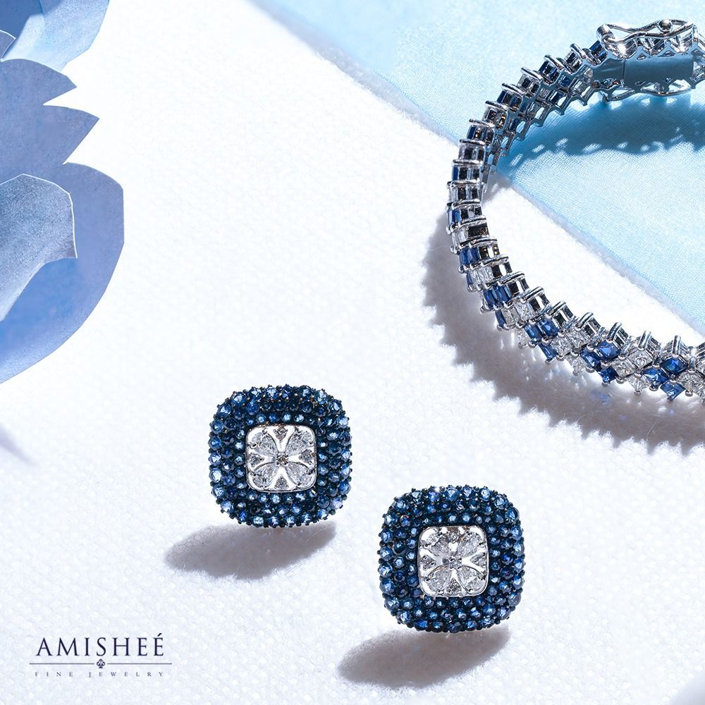 Image of Bracelet and Earrings with Precious Stones