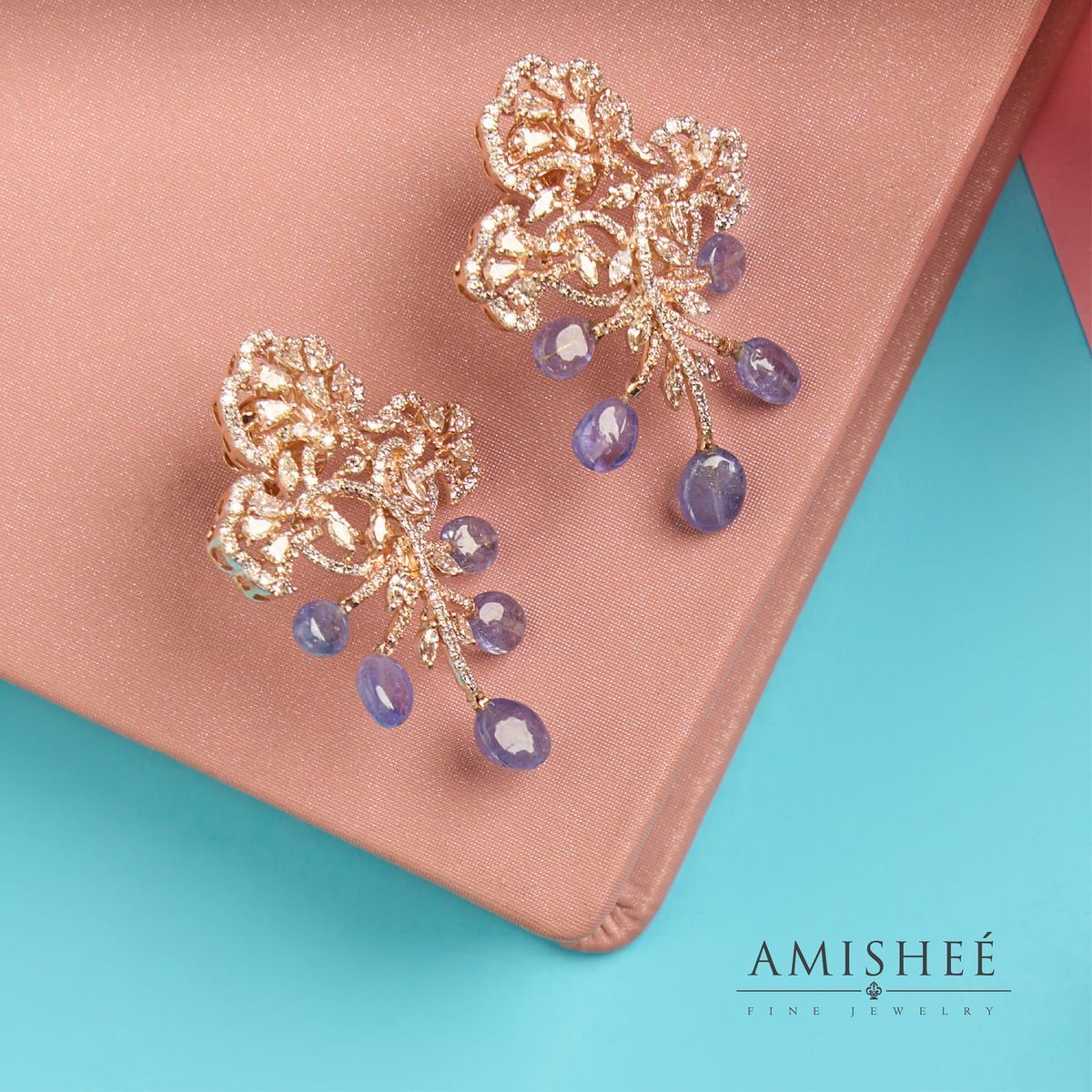 Image of Scintillating Earrings with Precious Stones