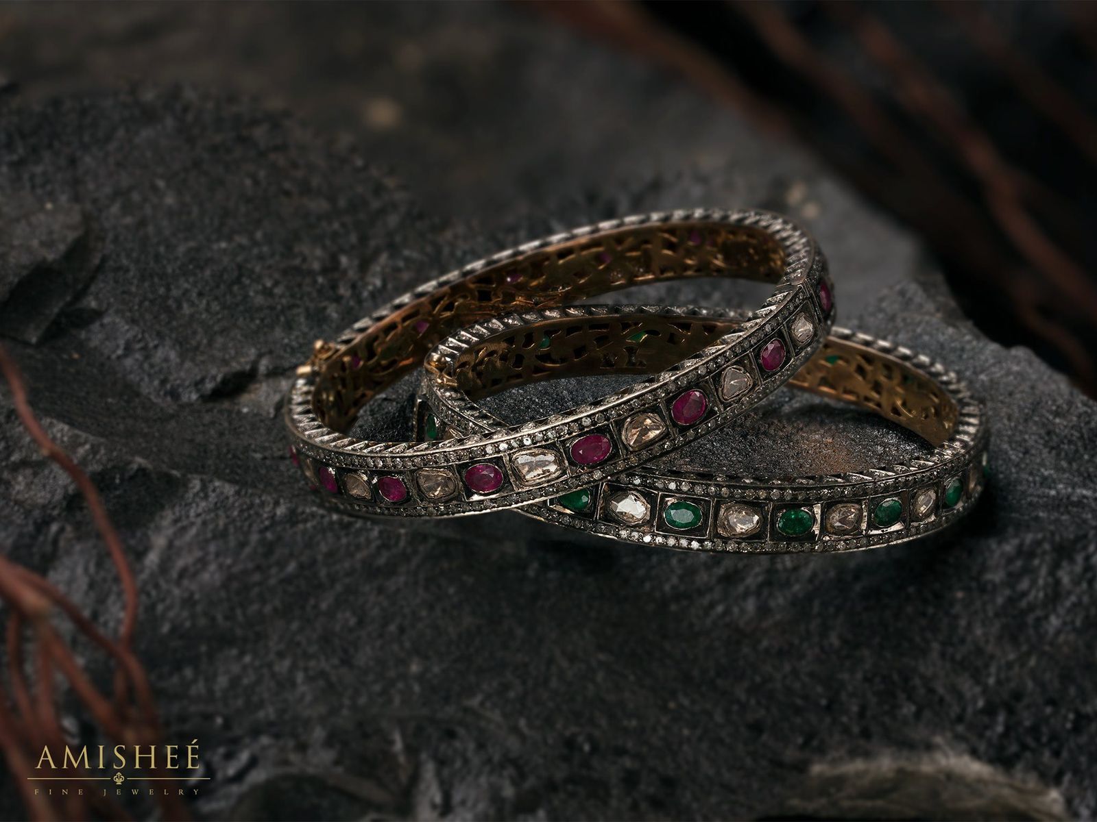 Image of Sterling Silver Bracelets with Precious Stones
