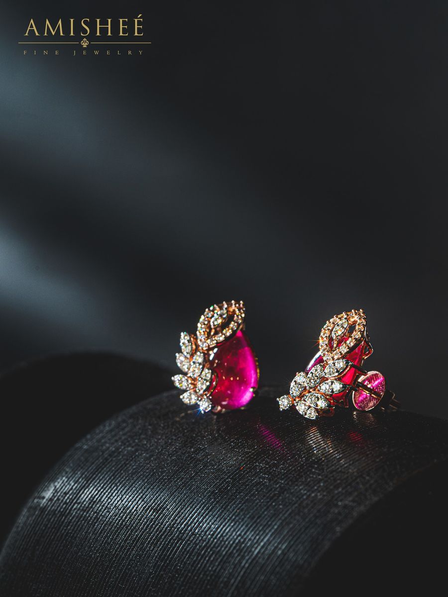 Image of Earrings with Ruby and Diamond