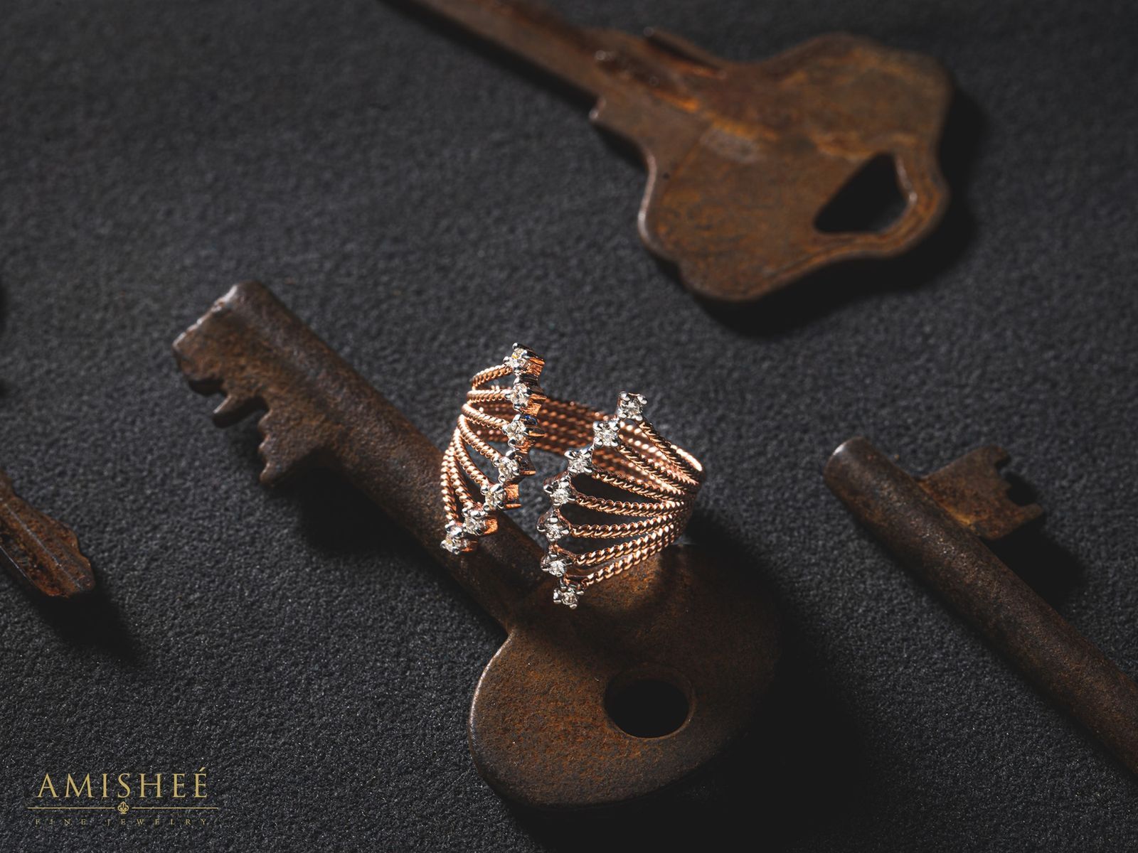 Image of Rose Gold Ring with Diamonds