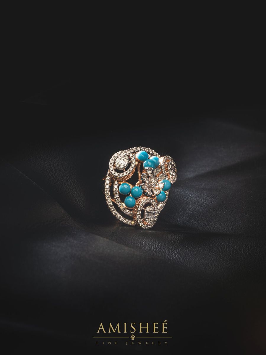Image of Turquoise Ring with Diamonds