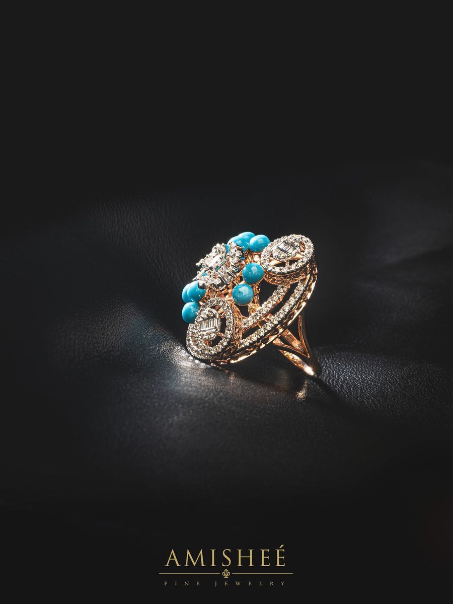 Image of Turquoise Ring with Diamonds
