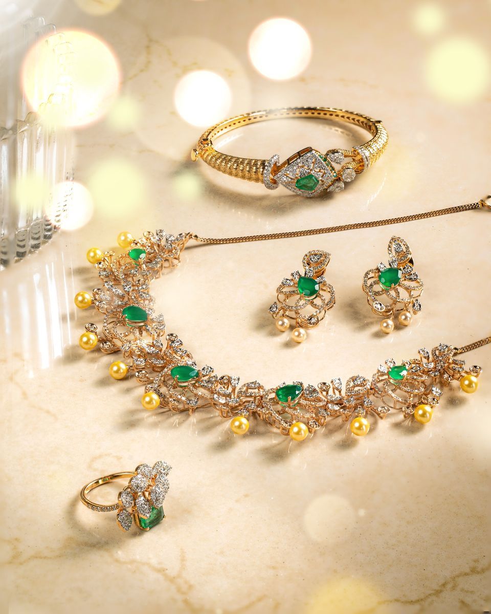 Image of Necklace, Earrings, Ring and Bracelet with Precious Stones