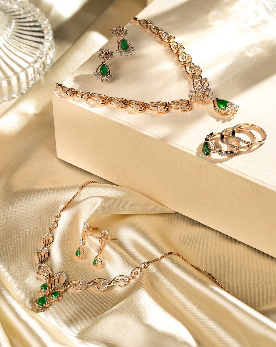 Image of Dainty Necklaces, Earrings and Rings with Precious Stones