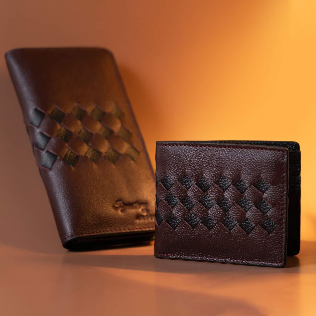 Black & Cocoa Braided Bifold Wallet Image