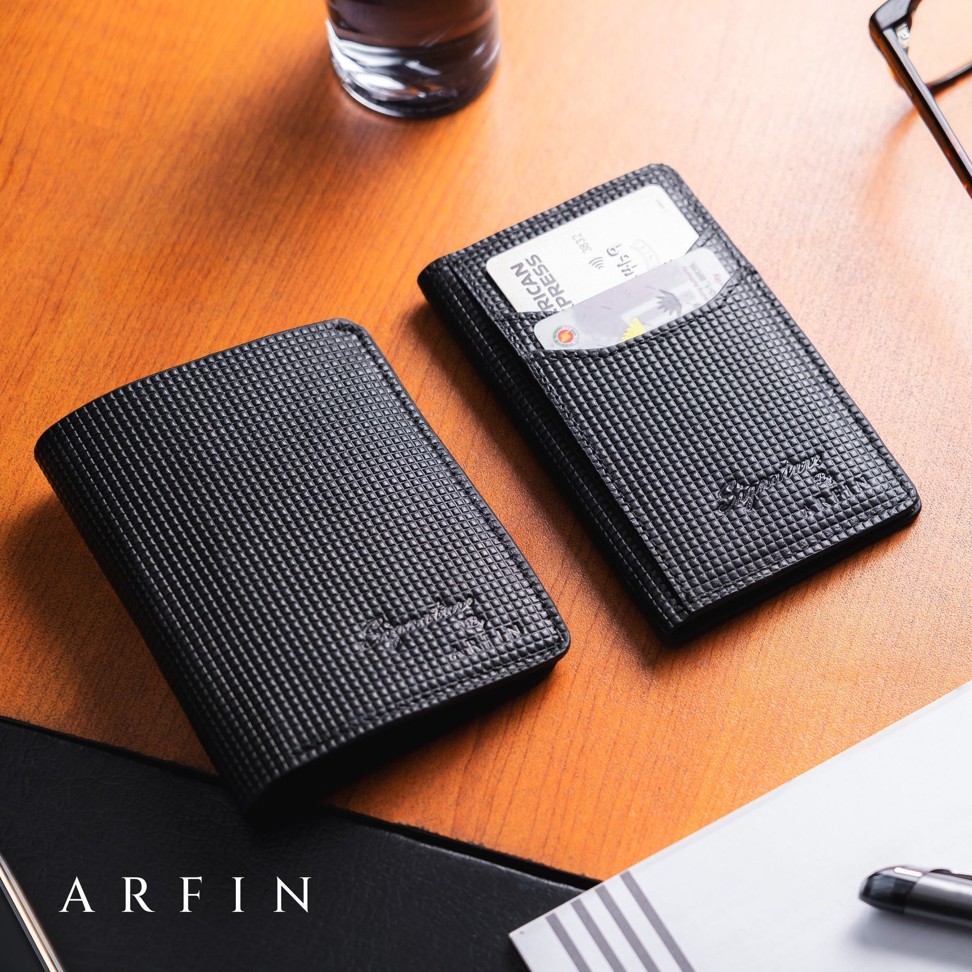 Black Embossed Card Wallet Image
