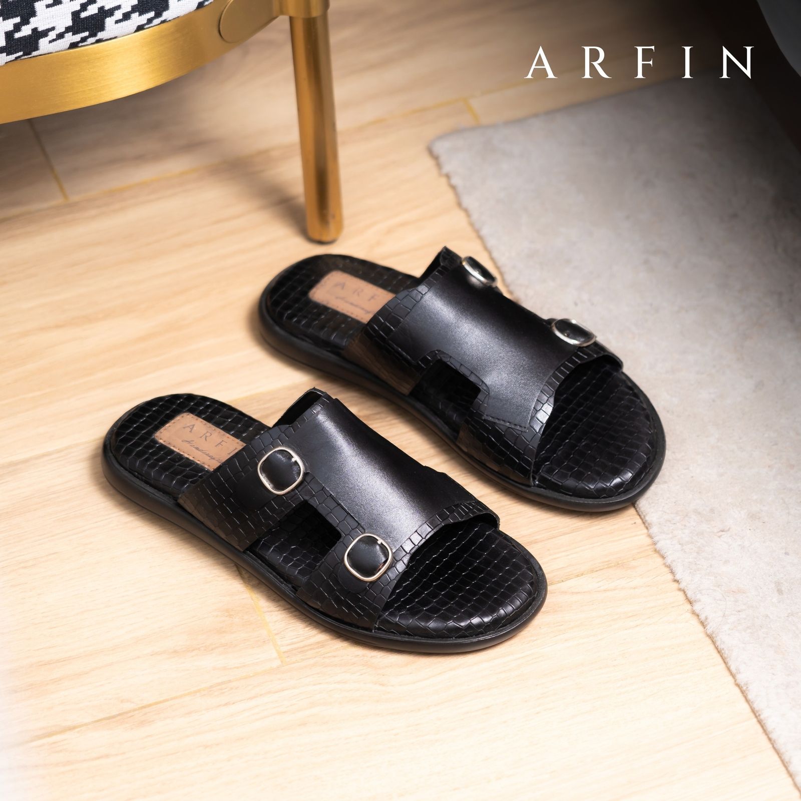 Black Embossed DM Sandal Image