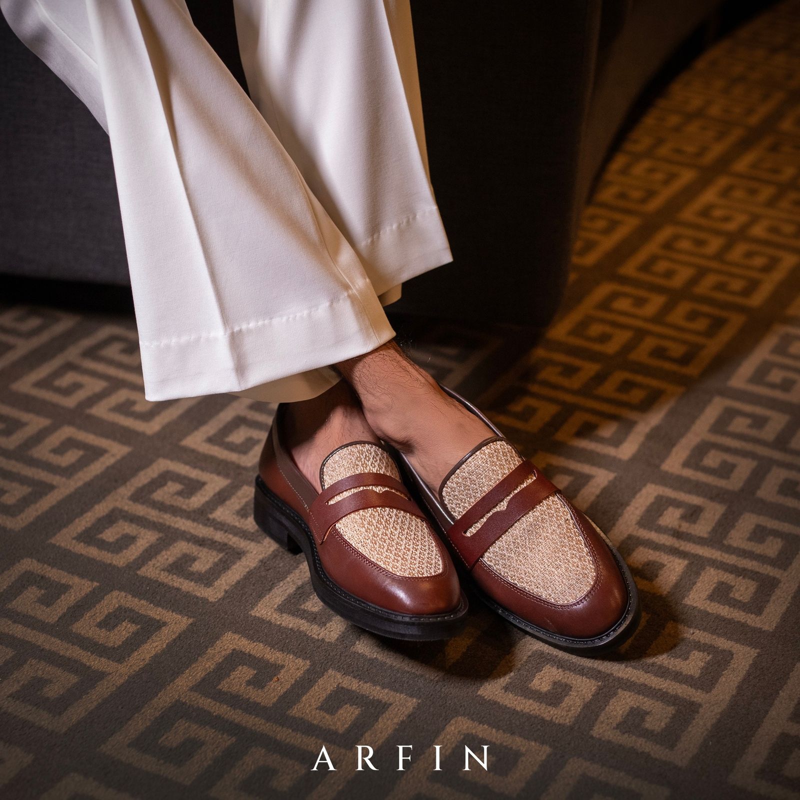 Jute Mix Cocoa Penny Loafer High Sole Image