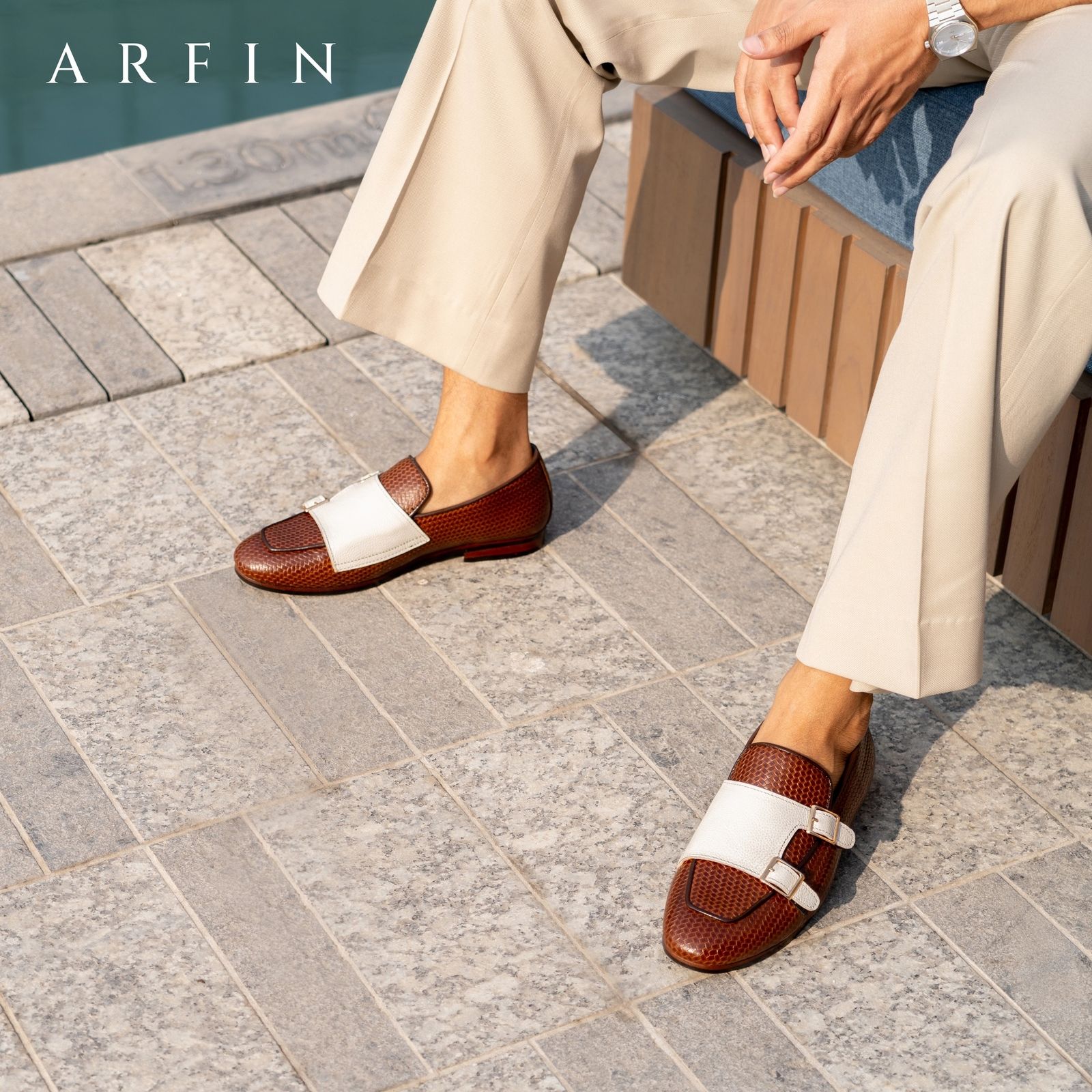 Black X White DM Embossed Loafer Brown Image