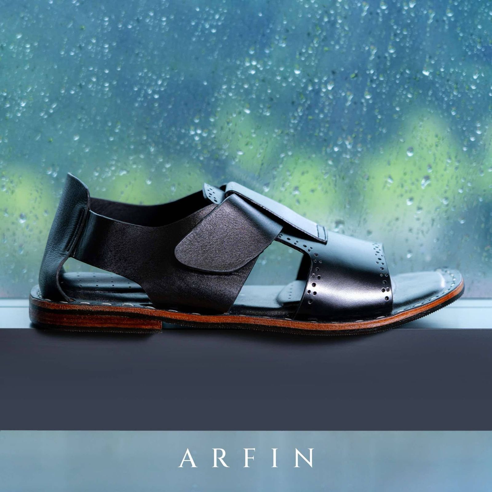 Handmade Punch Design Leather Sandal Image