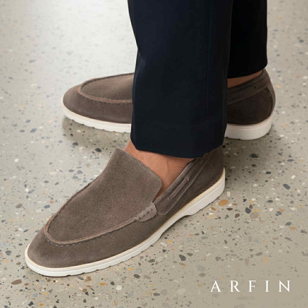 Lightweight Olive Suede Comfy Loafer Image