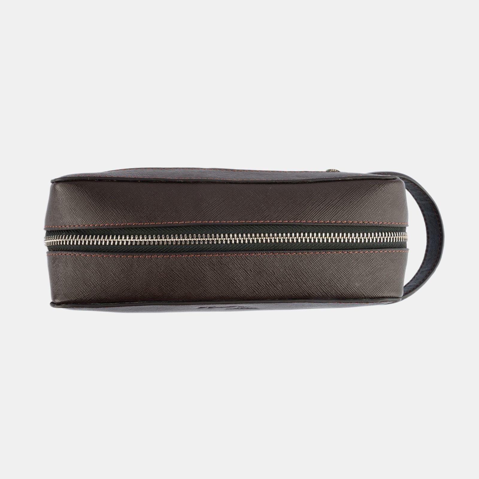 Saffiano Toiletry Bag with Handle Cocoa