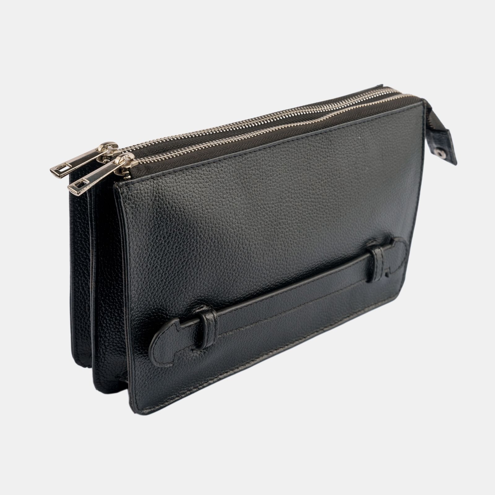 Double Chained Hand Clutch Black