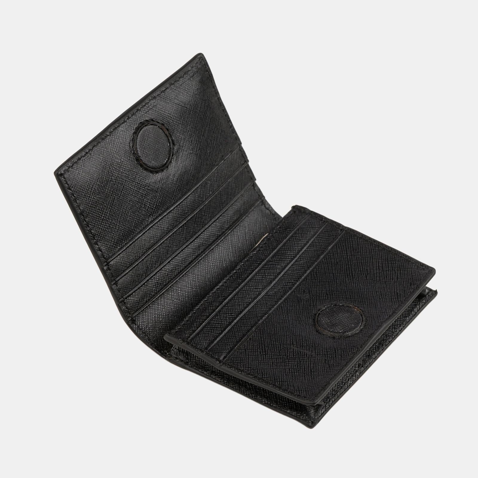 Saffiano Black Mini Card Holder Magnet Wallet Image