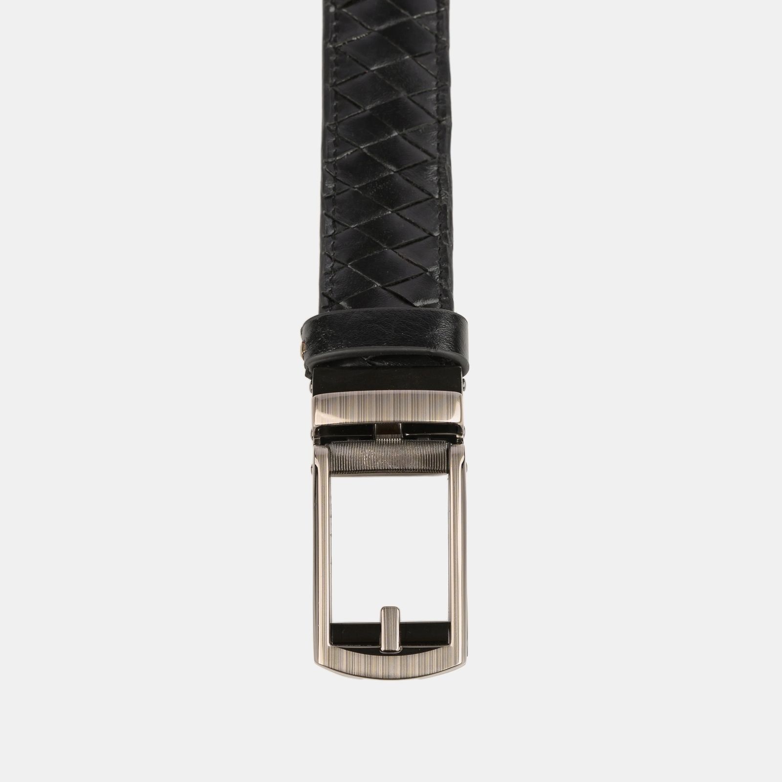 Black Plain Leather Braided Gear Belt