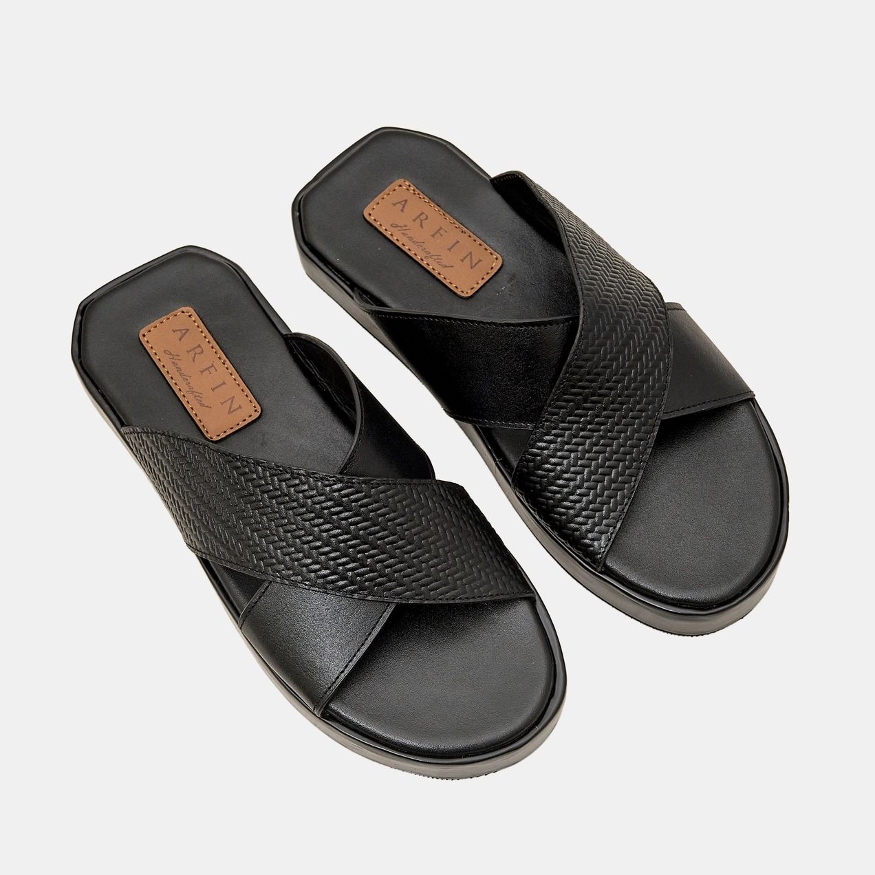 Cross Handmade High Sole Sandal Black
