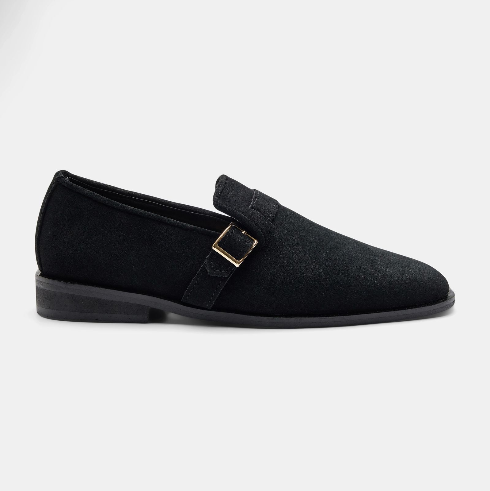 Black Suede Monk Strap Loafer