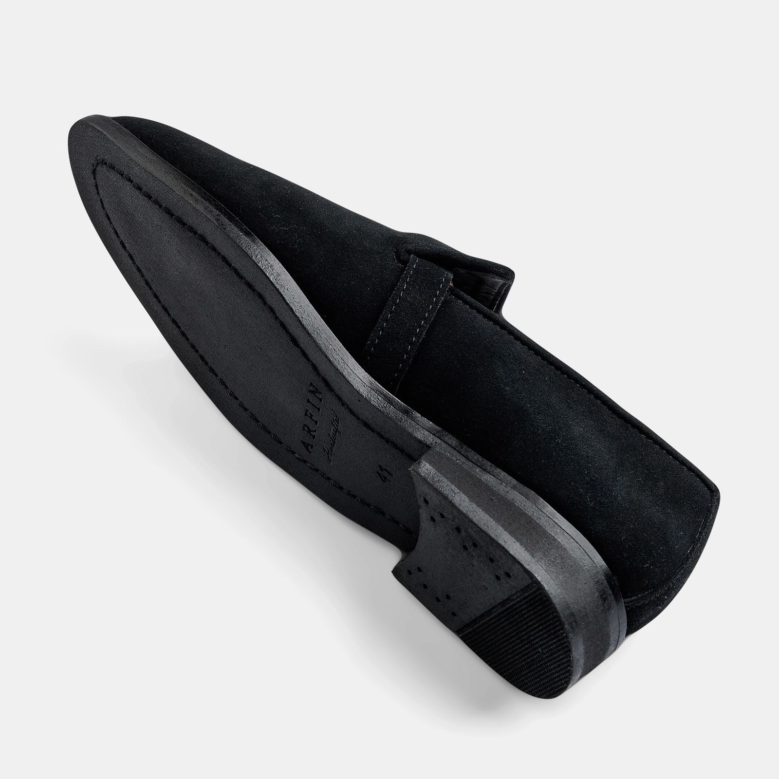 Black Suede Monk Strap Loafer Image