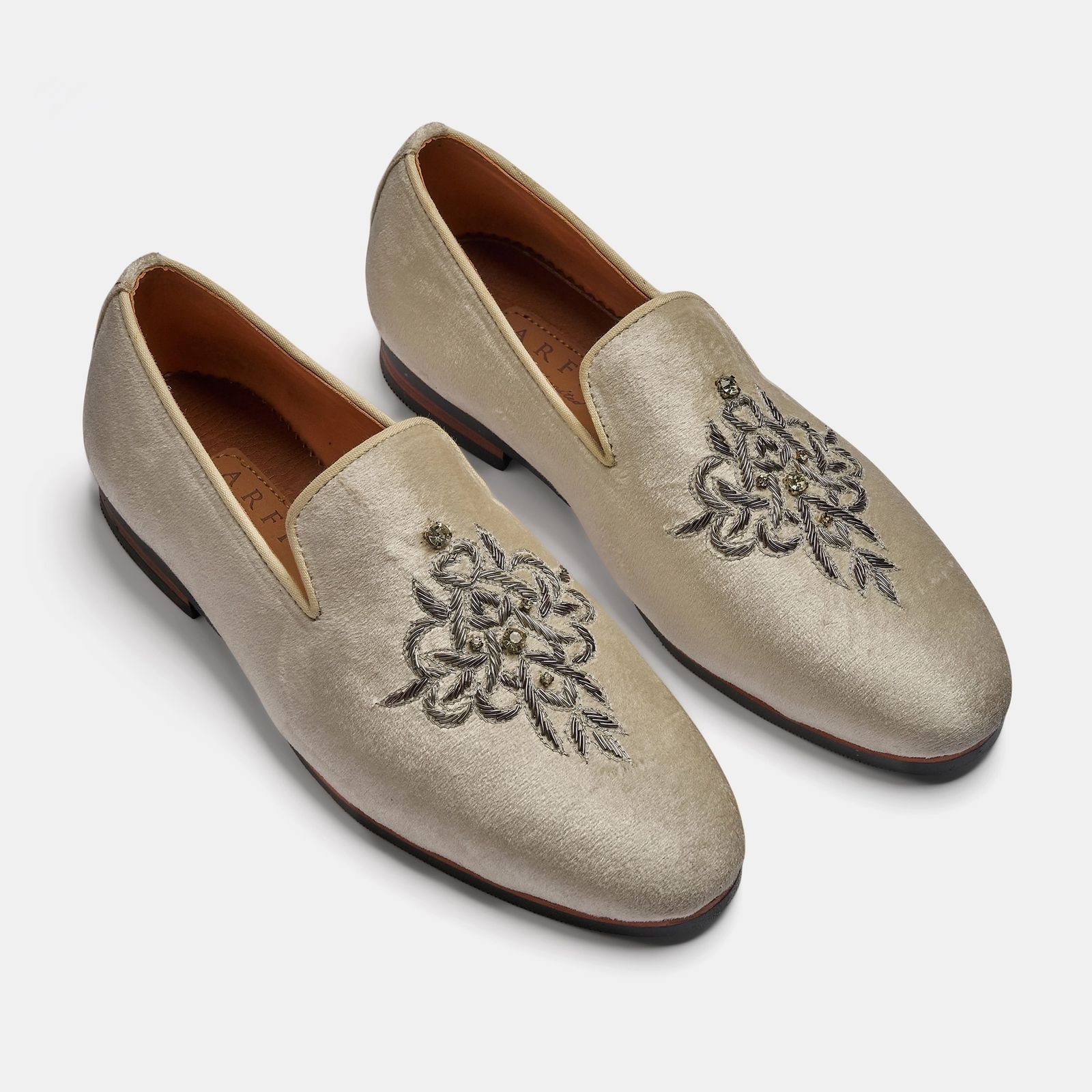 Cream Velvet Beaded Slipper