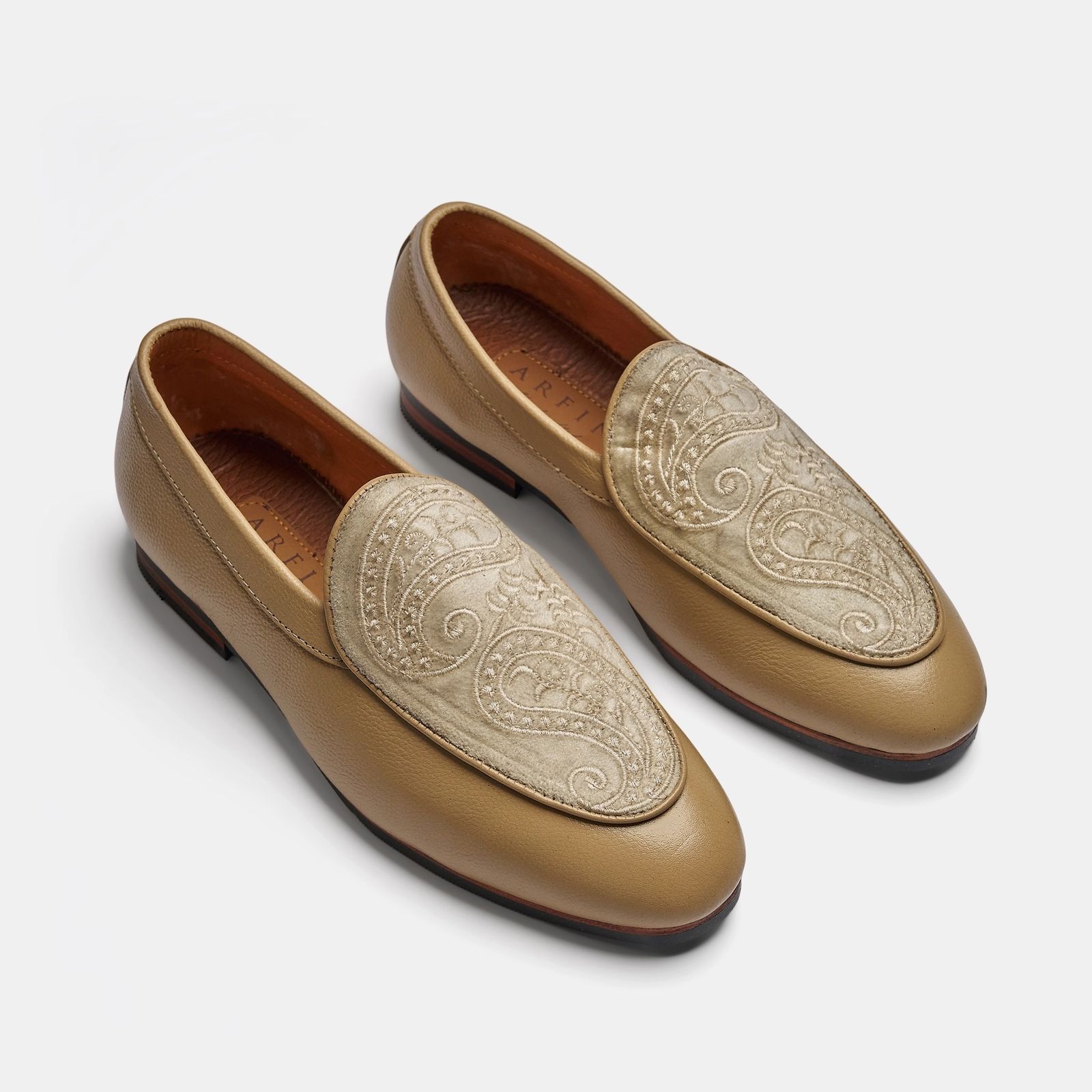Leather and Suede Paisley Embroidered Loafer