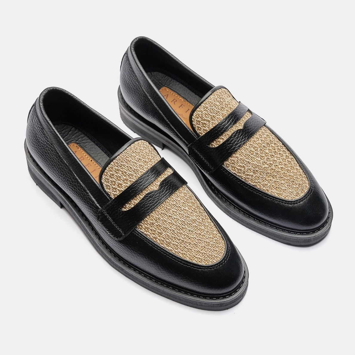 Jute Mix Black Penny Loafer High Sole