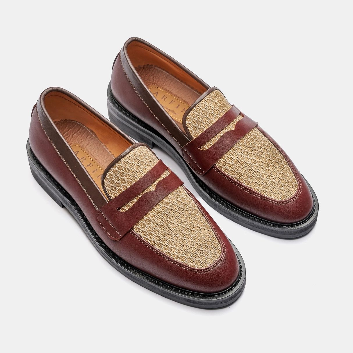 Jute Mix Cocoa Penny Loafer High Sole