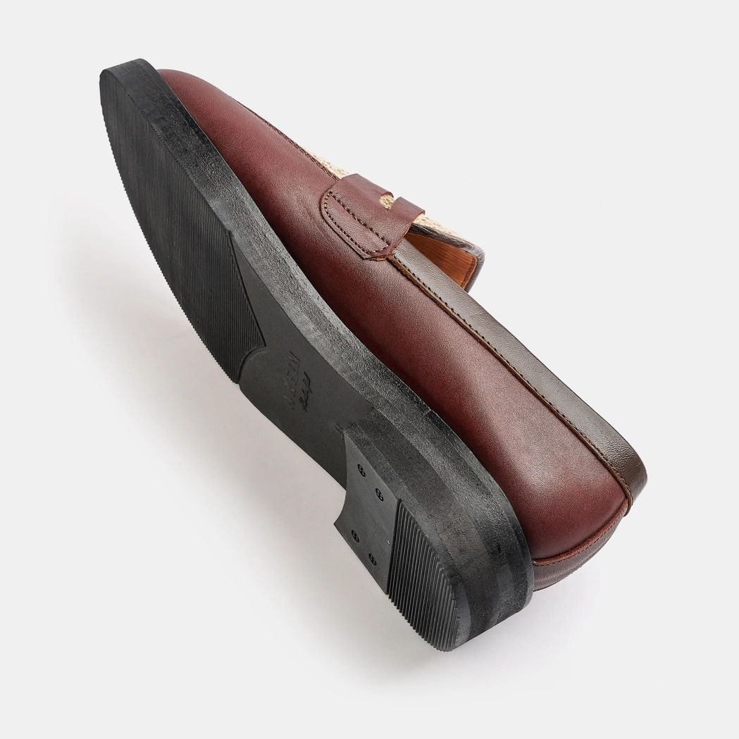 Jute Mix Cocoa Penny Loafer High Sole Image