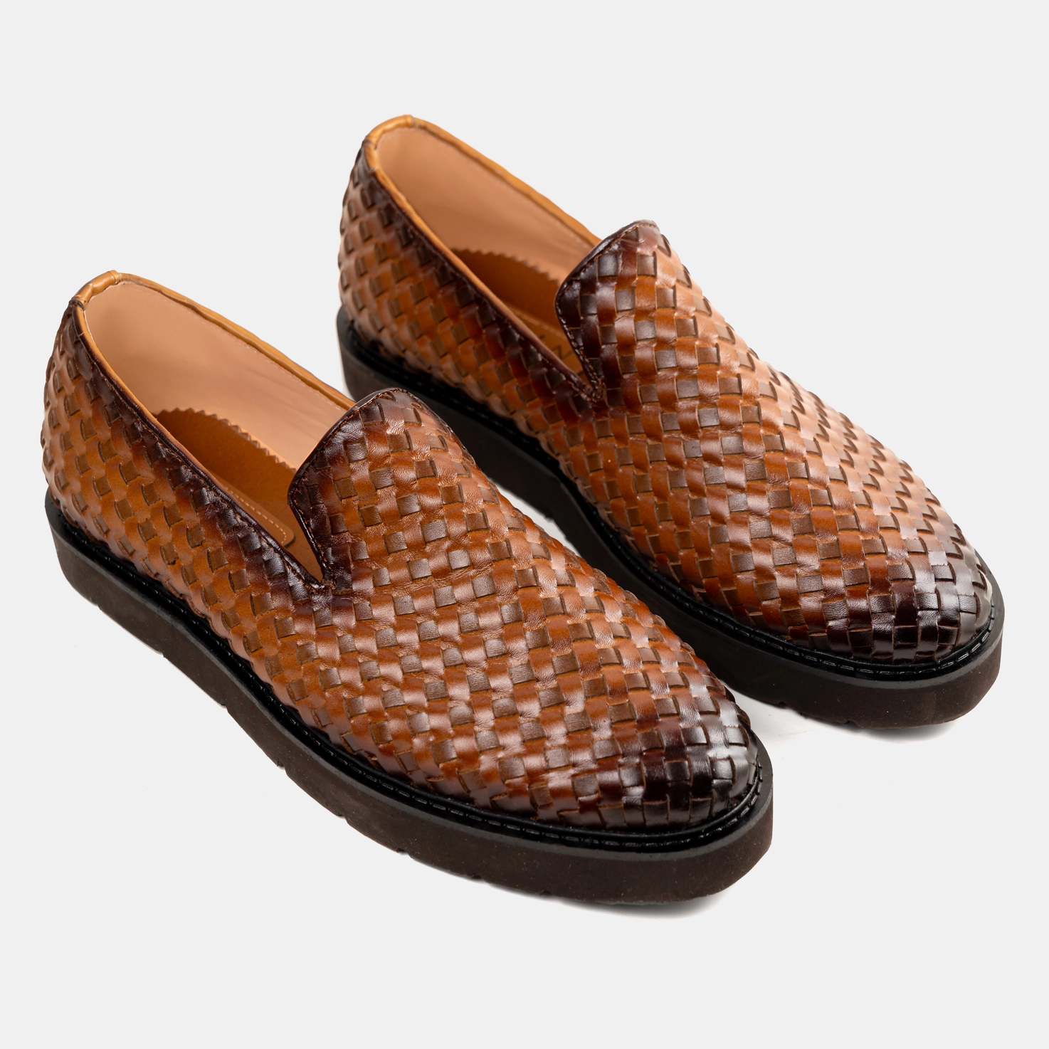  Brown Shaded Double Leather Fat Sole Loafer