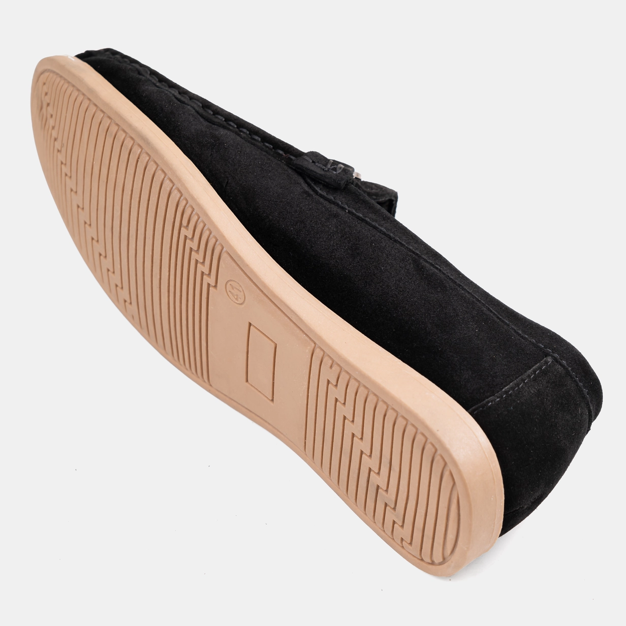 Black Suede HorseBit Flat Loafer Image