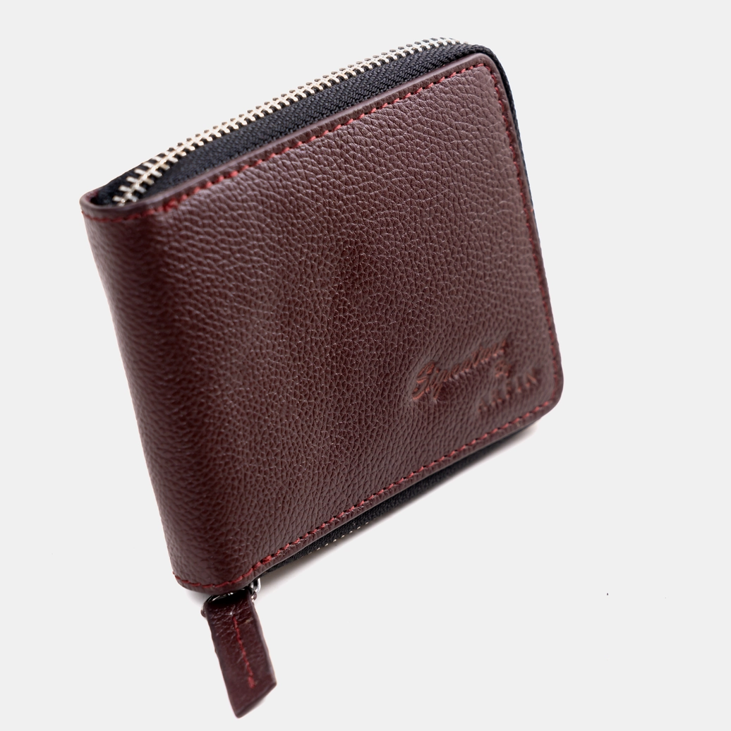 Dark Maroon Zipper Wallet